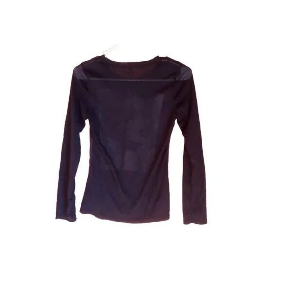 Black Sheer Face Long Sleeves pullover Top Size S New - Picture 4 of 4